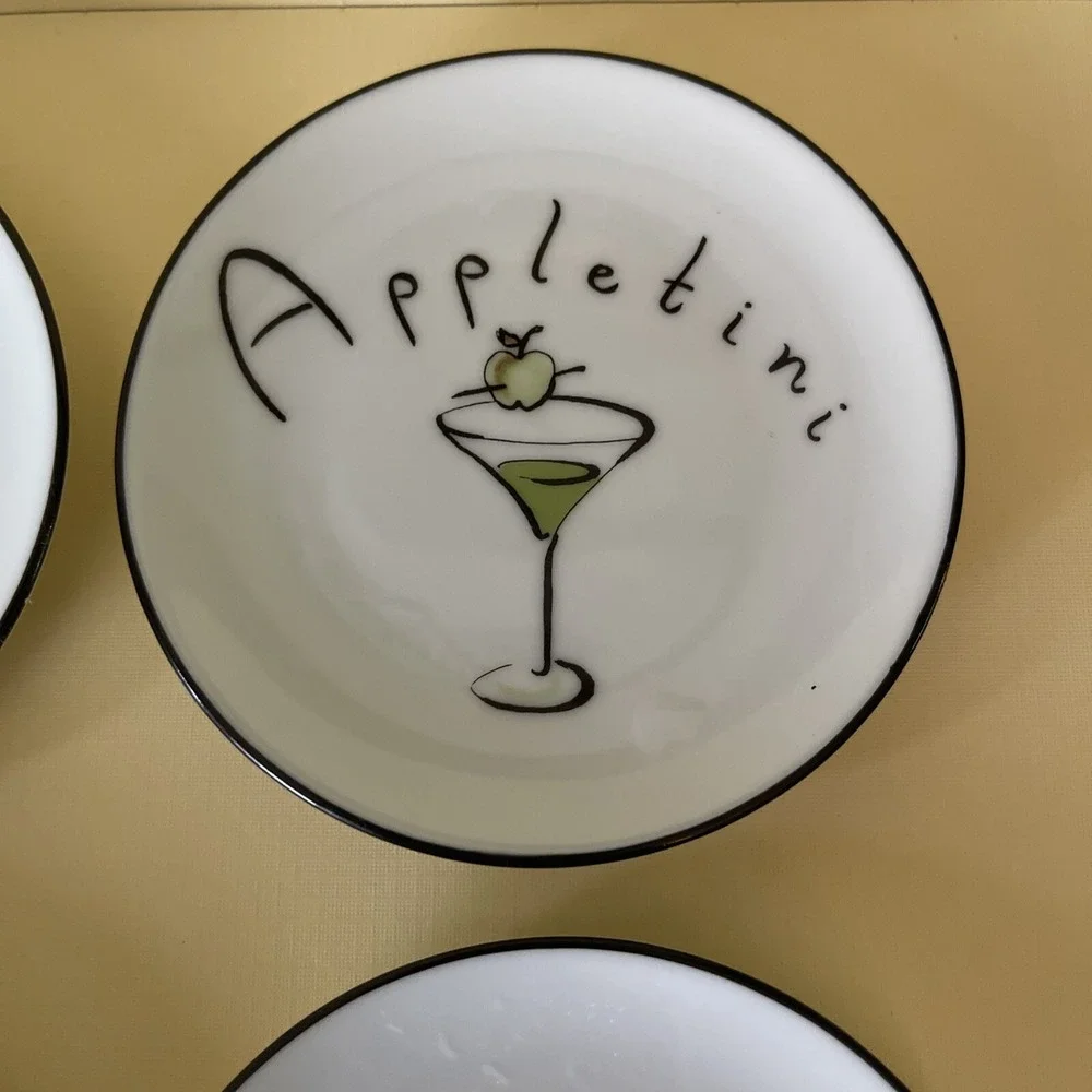 Pottery Barn Plates Petite Appetizer Dessert‎ Cocktail Barware Martini Cosmo